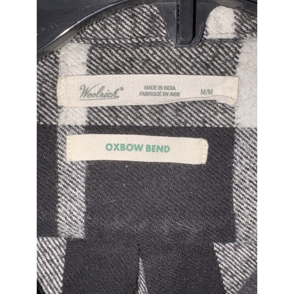 Woolrich Oxbow Bend Flannel Shirt Women Med Black White Plaid Organic Cotton - Picture 2 of 4